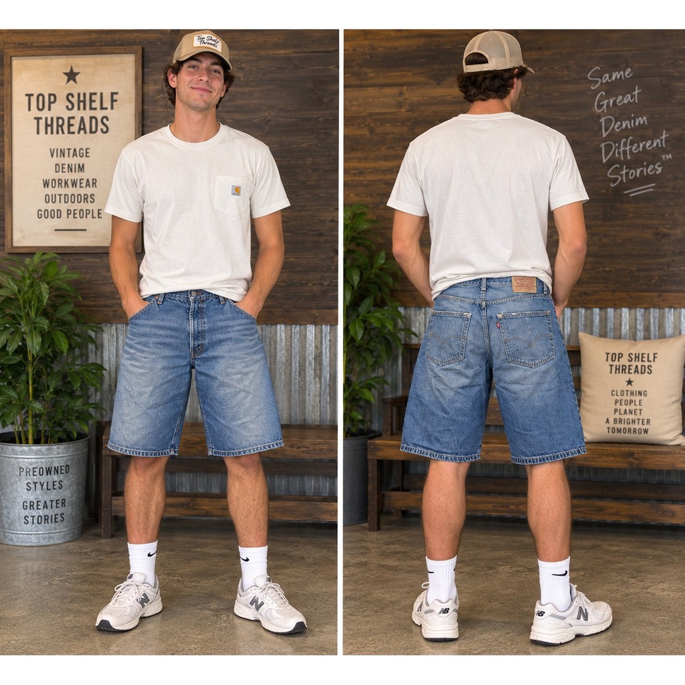 Levi's 569 Men 32 Loose Straight Blue Denim Jorts Baggy Skater Streetwear Casual